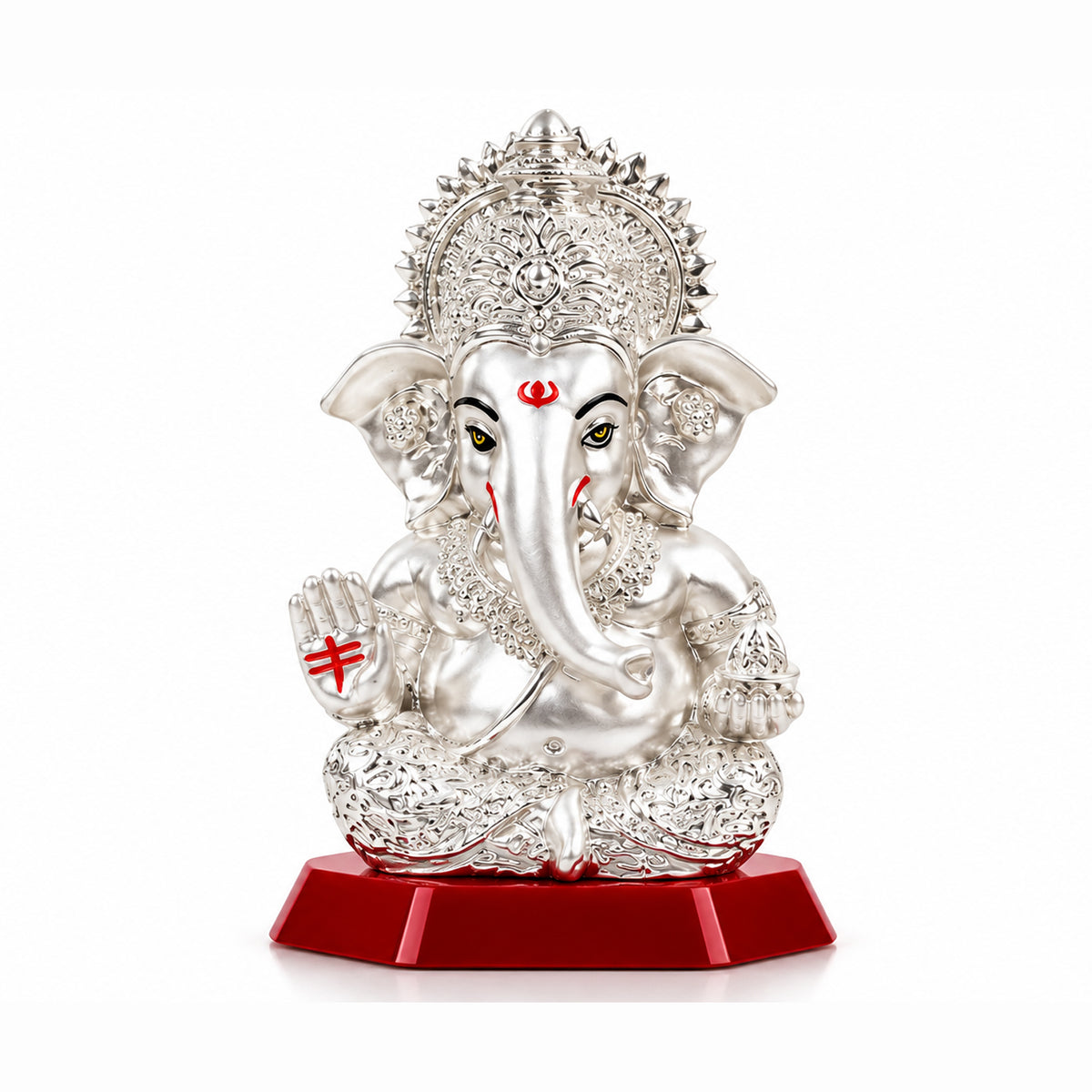 Silver Finish Ganesha Car Dashboard Idol