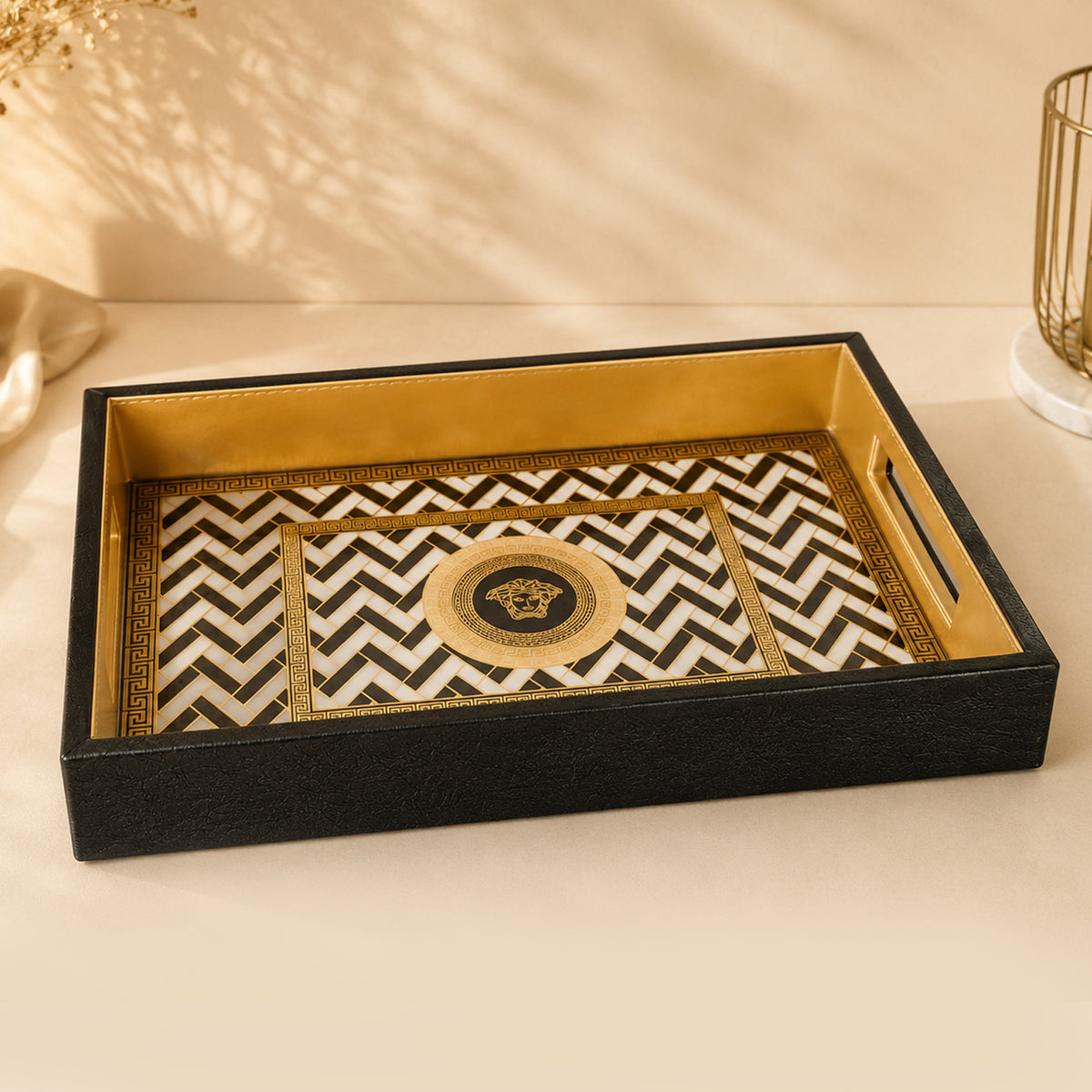 Geometric Pattern Decorative Serving Tray