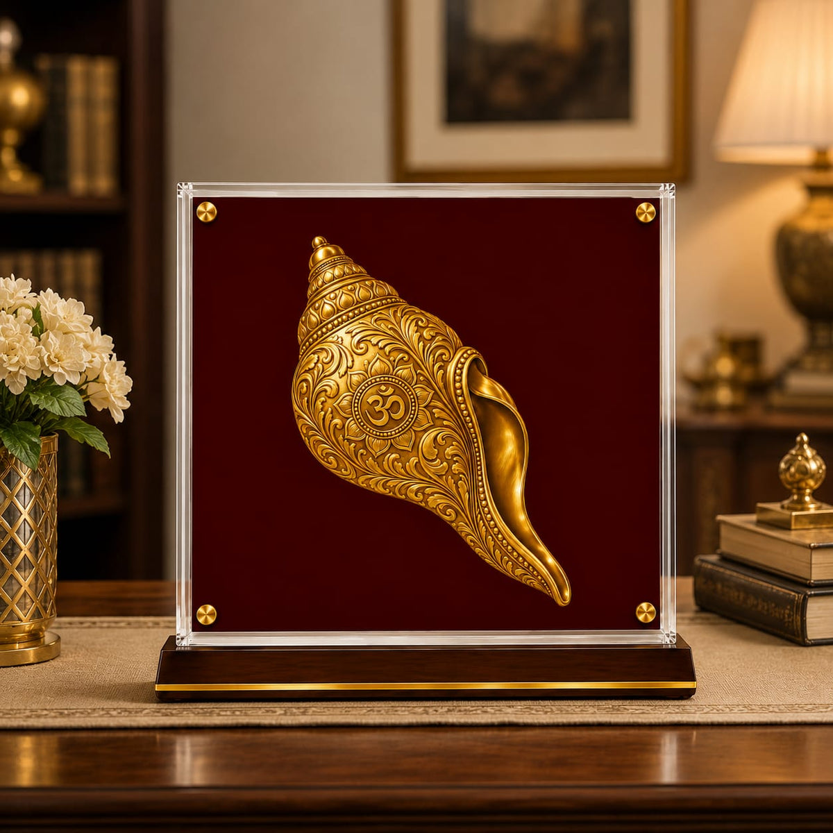 Divine Golden Shankh Showpiece