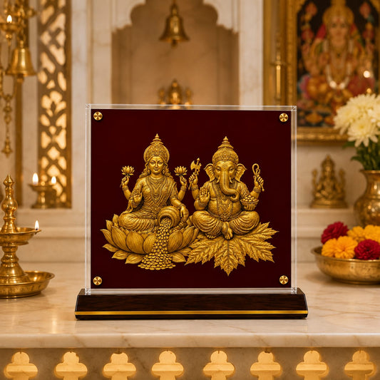 Divine Lakshmi Ganesha Golden Showpiece
