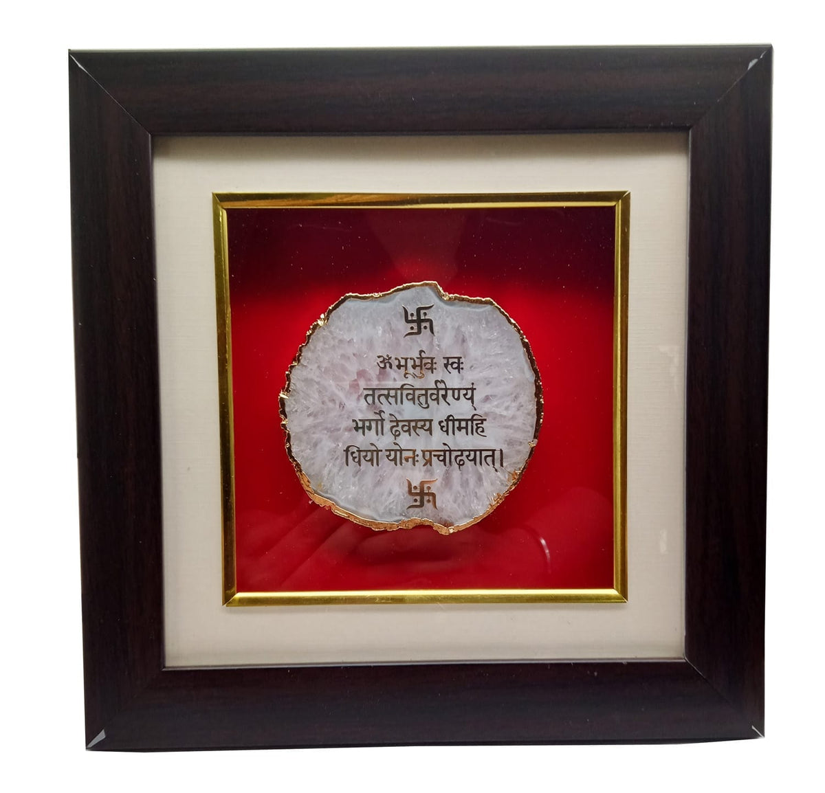 Gayatri Mantra Wall Art, Gayatri Mantra Frame, Gayatri Mantra Wall Decor, Gayatri Mantra Agate Frame, White Agate Wall Art, Agate Gemstone Wall Decor, Gayatri Mantra Decor, Spiritual Wall Art, Devotional Wall Decor, Hindu Wall Art, Religious Wall Decor, Devanagari Calligraphy Art, Swastika Wall Art, Swastika Decor, Auspicious Wall Decor, Puja Room Decor, Home Temple Wall Decor, Divine Expressions, Spiritual Home Decor, Office Spiritual Decor, Festive Gifting, Housewarming Gift, Religious Gift, Premium Spiri