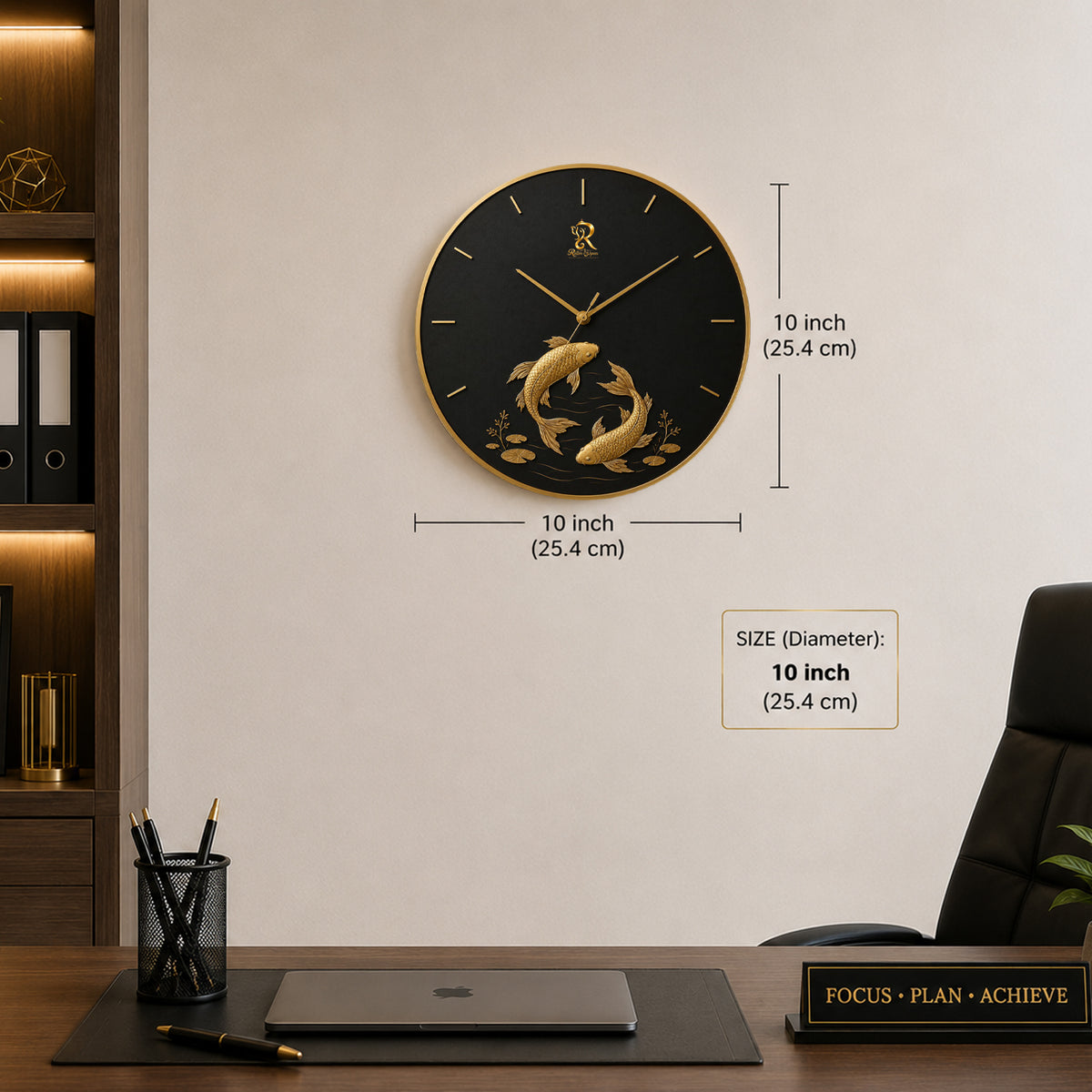 Golden Koi Fish Designer Wall Clock
