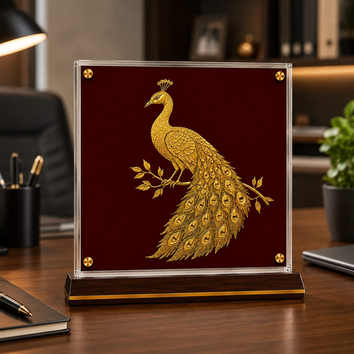 Golden Peacock Elegance Showpiece
