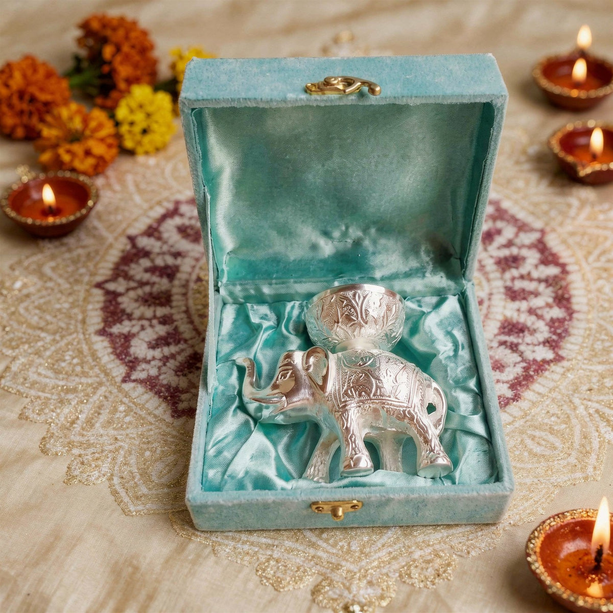 Premium Silver-Finish Traditional Decorative Gift Set