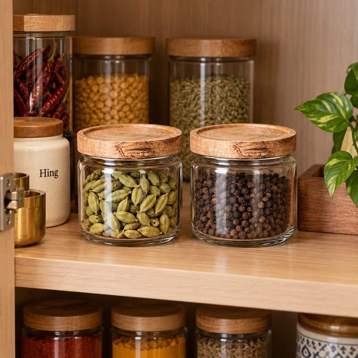 Glass Storage Jars with Wooden Lids