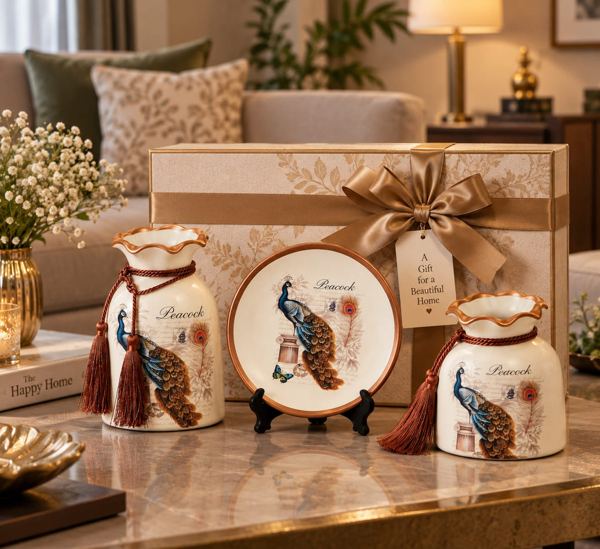eacock Ceramic Decor Set
