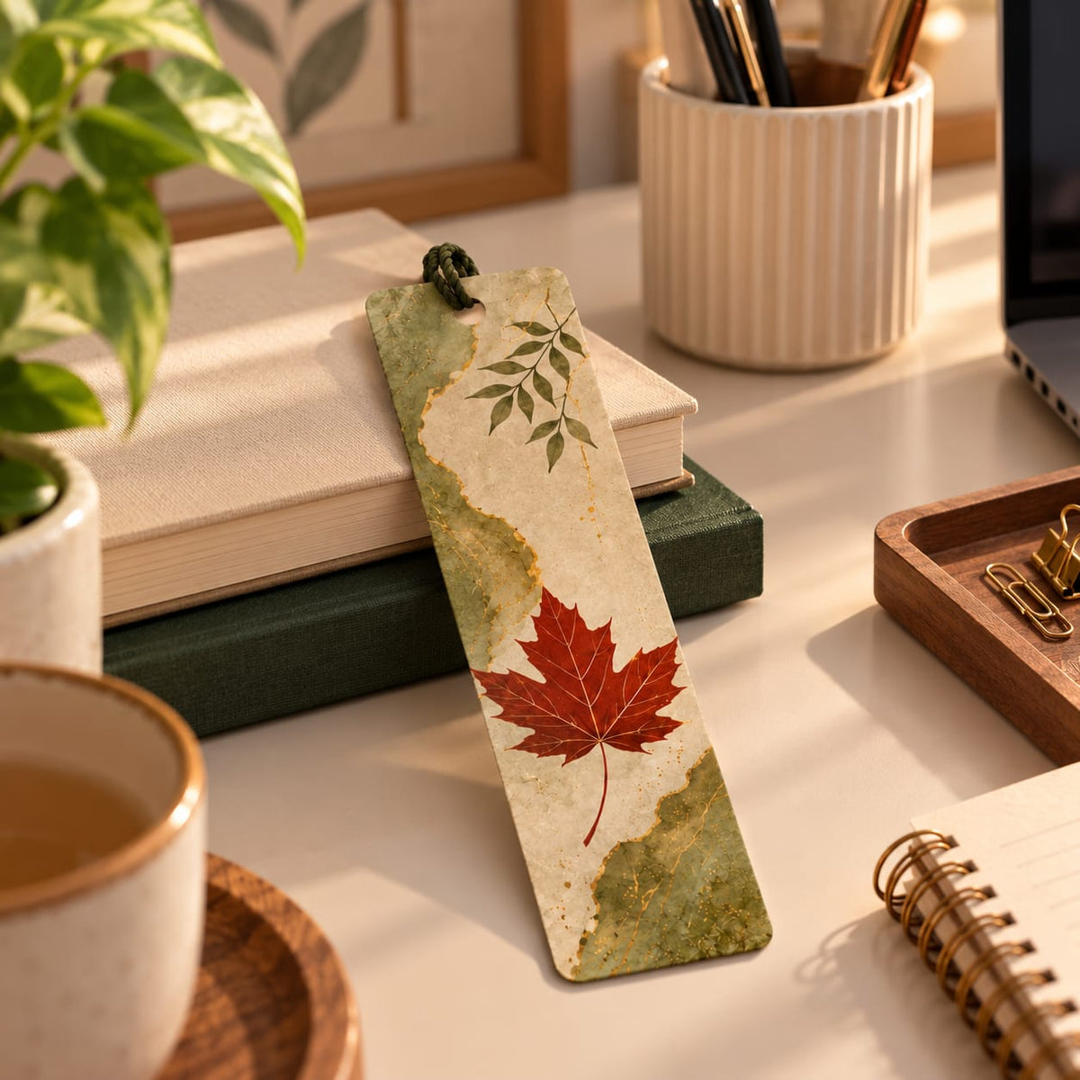 Green and Foliage Leaf Bookmark