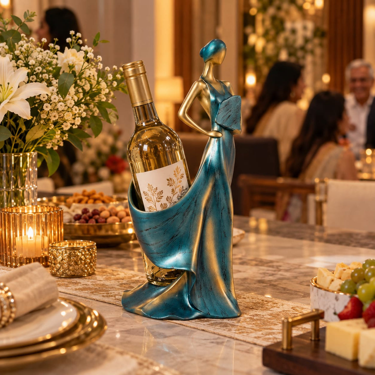 Lady Wine Bottle Holder Figurine