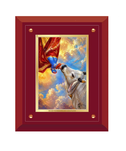 Divine Cow Blessing MDF Framed Art - close-up detail