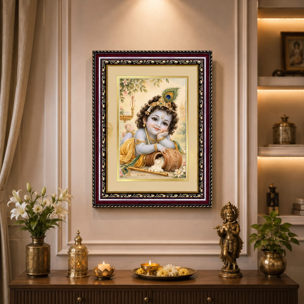 Divine Little Krishna Framed Art - detail view