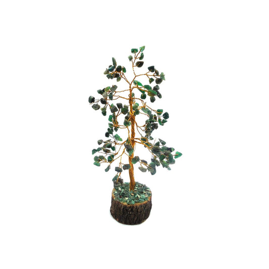 Green Aventurine Stone Tree for Luck & Prosperity - close-up detail