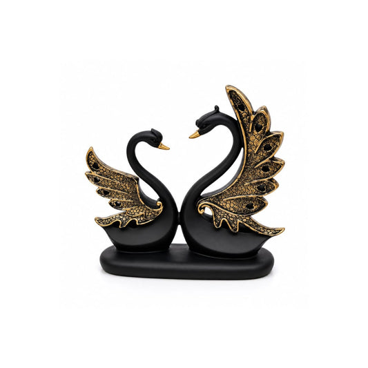 Majestic Swan Couple Sculptures - close-up detail