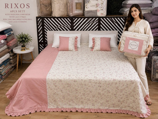 Rixos 6-Piece Blush Pink Heritage Bedding Set - close-up detail