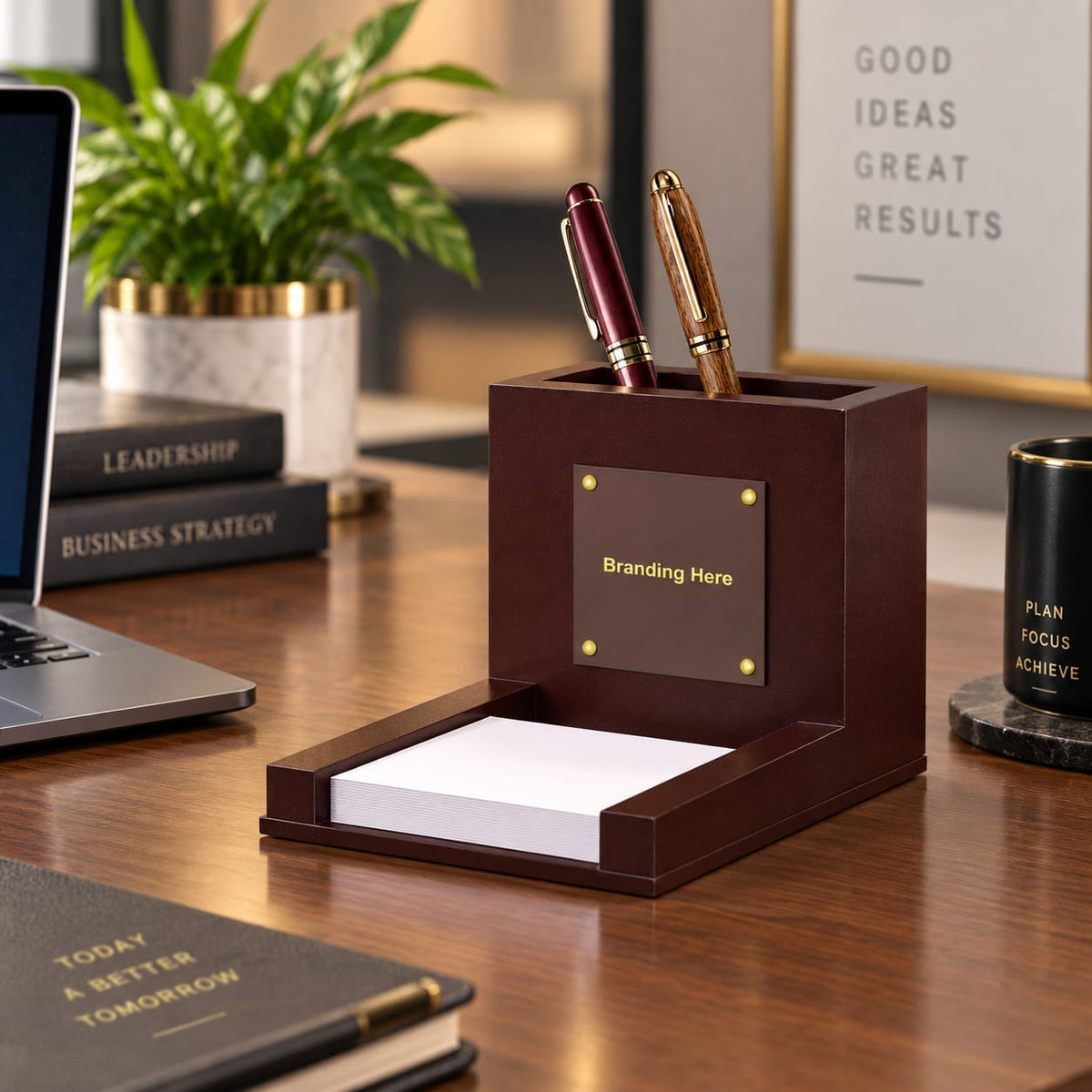 Wooden Desk Organizer with Custom Branding