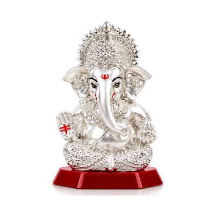 Silver Finish Ganesha Car Dashboard Idol