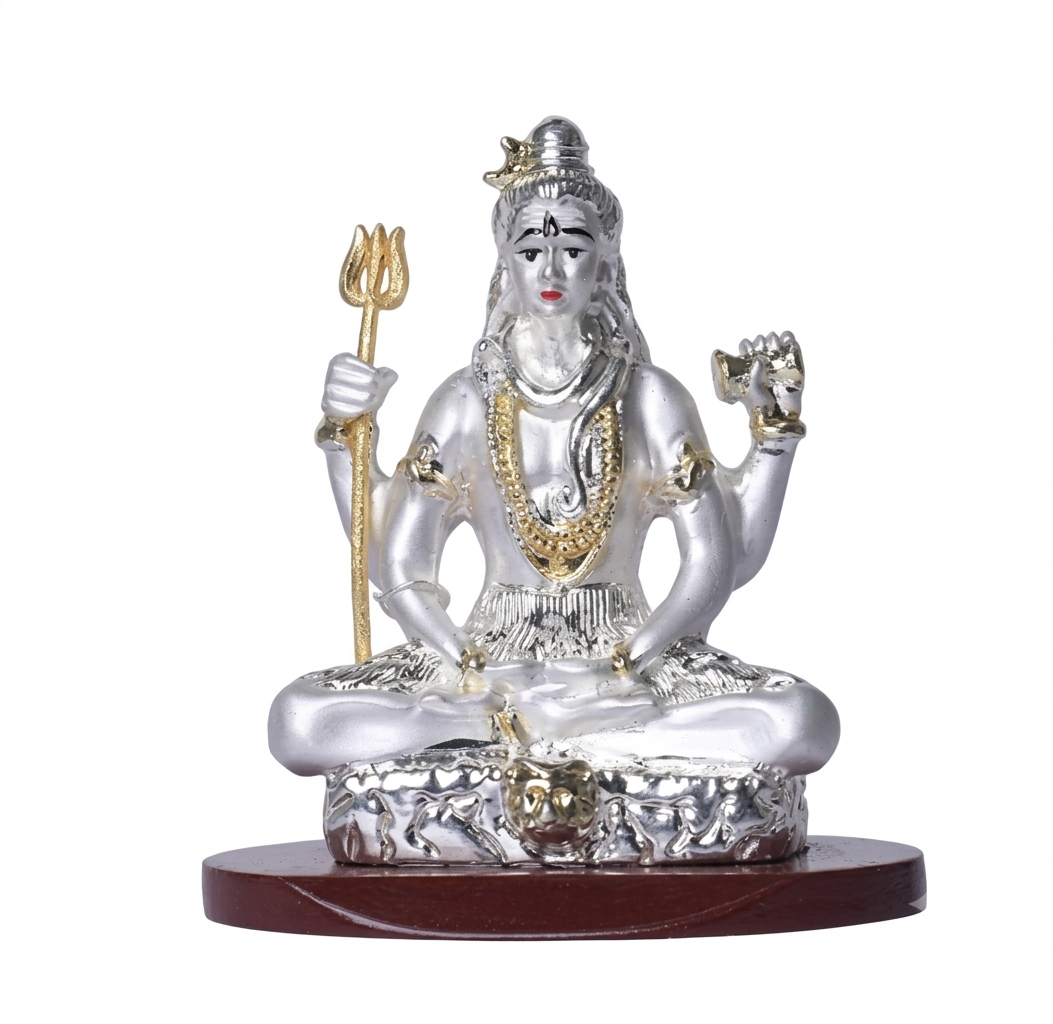 Divine 999 Silver Seated Lord Shiva Idol