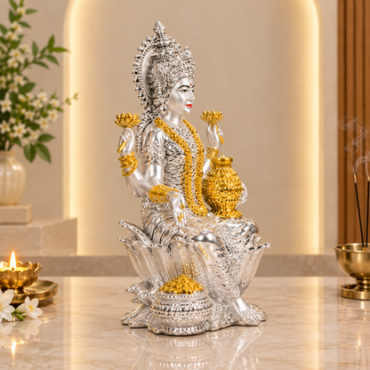Divine 999 Silver Goddess Lakshmi Idol