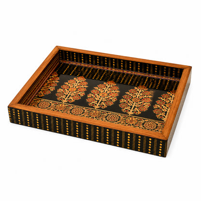 Ornate Brocade Pattern Decorative Serving Tray