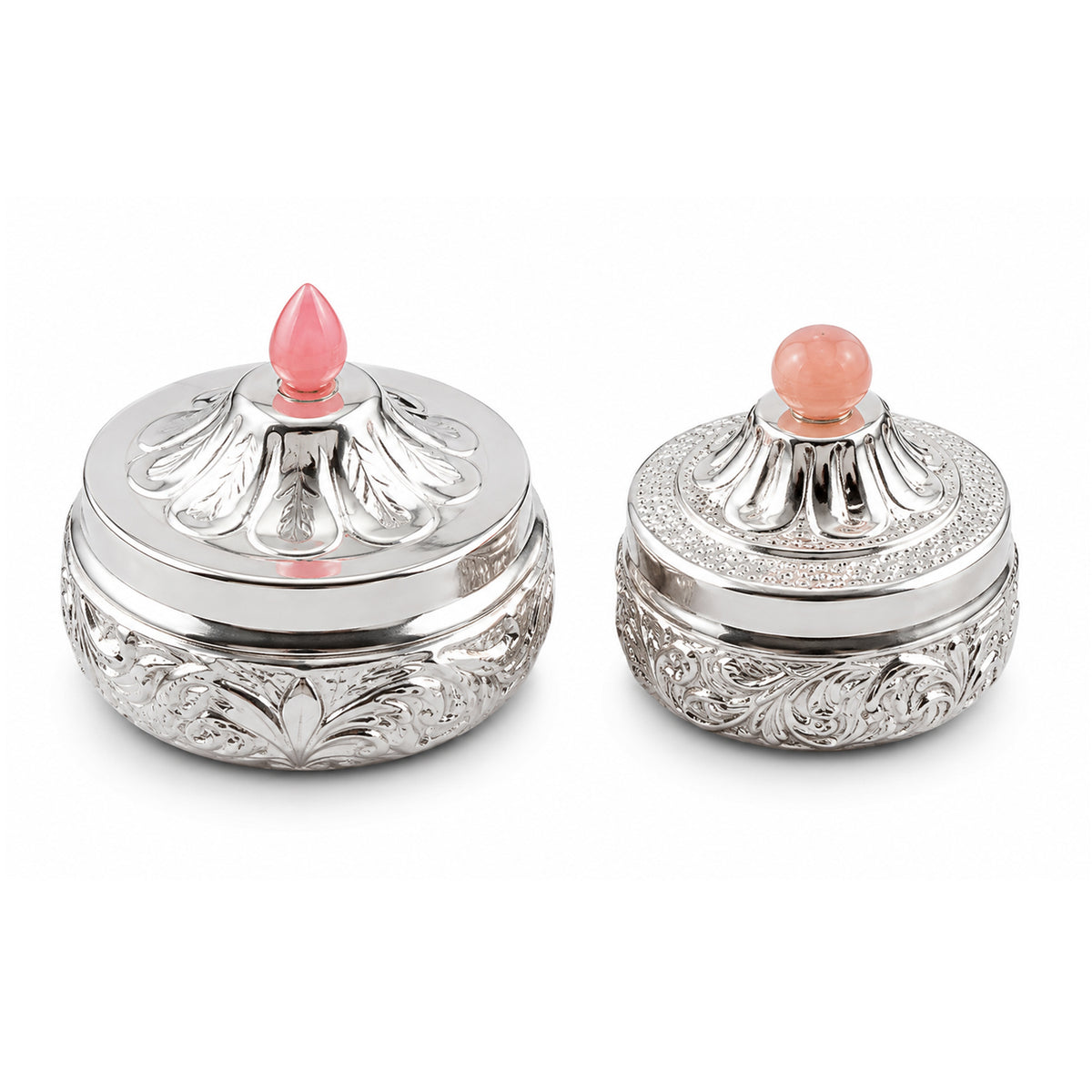 Ornate Silver-Finish Decorative Container