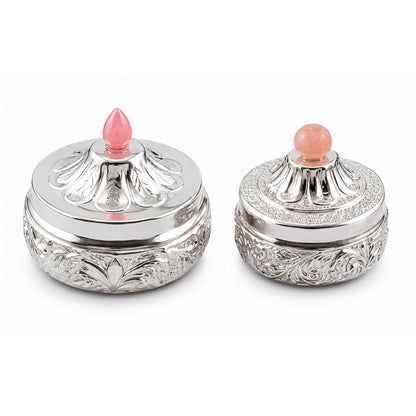 Ornate Silver-Finish Decorative Container