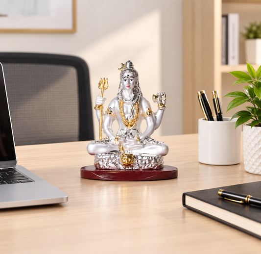 Divine 999 Silver Seated Lord Shiva Idol