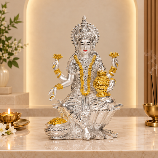Divine 999 Silver Goddess Lakshmi Idol