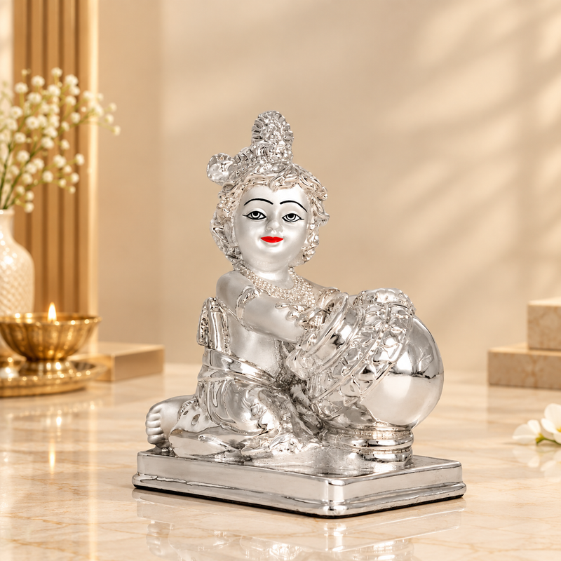 Divine 999 Silver Makhan Chor Baby Krishna Idol