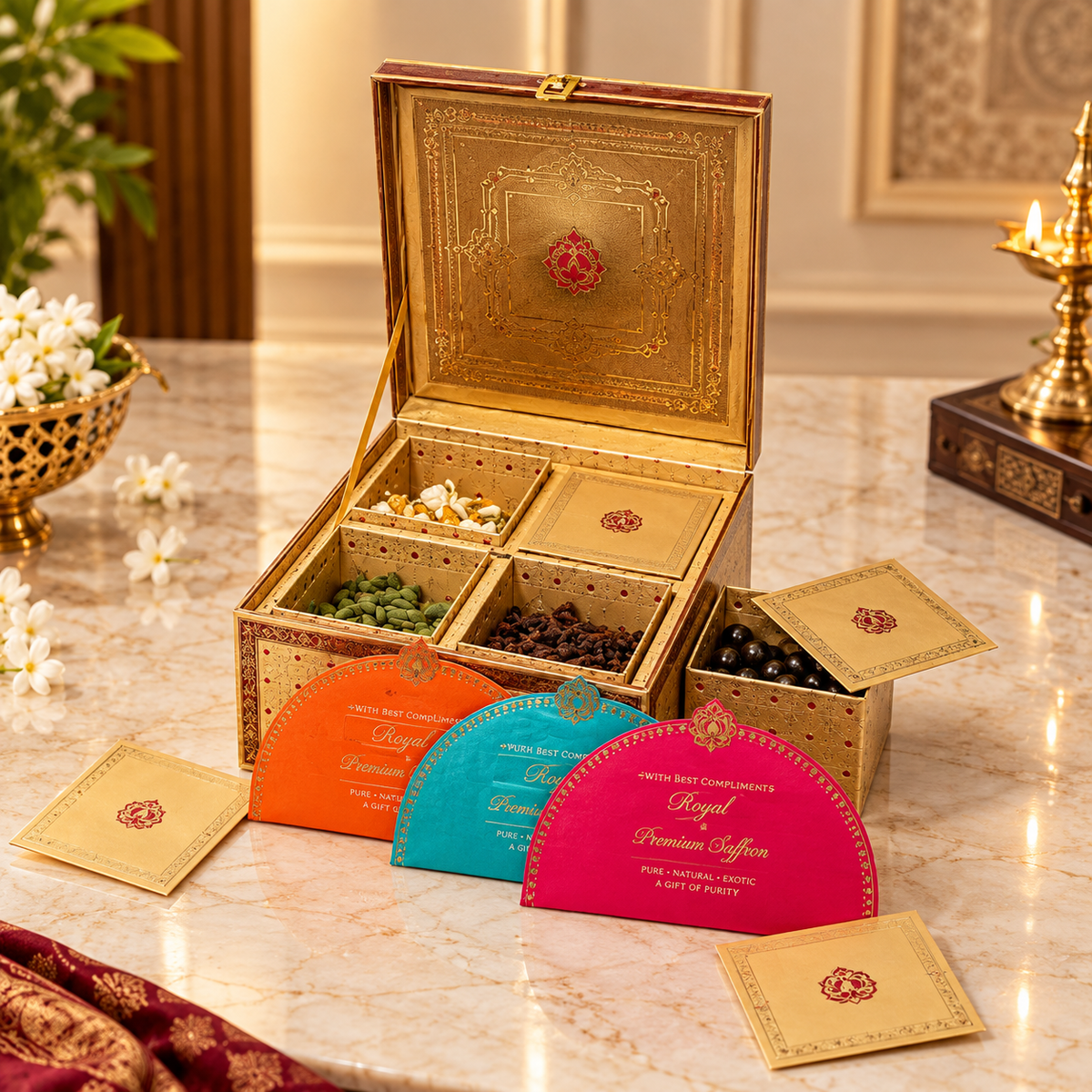 Anar Box – Contemporary Golden Invitation & Gifting Box