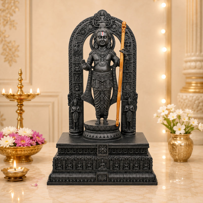 Divine Ram Lalla Idol with Ornate Prabhavali