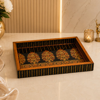 Ornate Brocade Pattern Decorative Serving Tray
