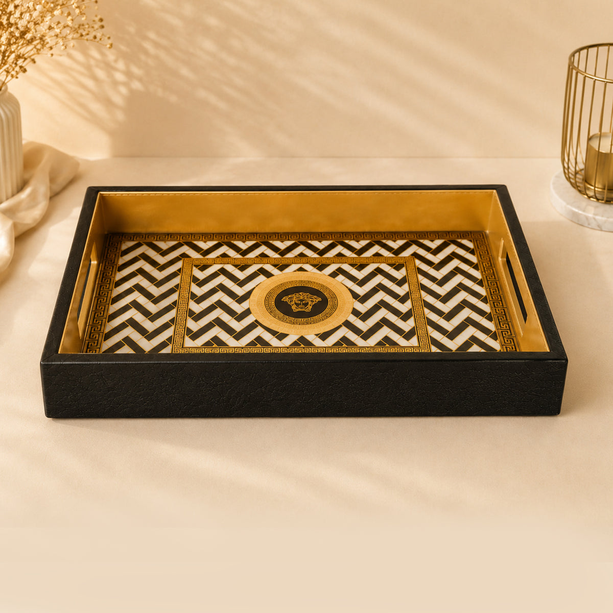 Geometric Pattern Decorative Serving Tray