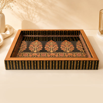 Ornate Brocade Pattern Decorative Serving Tray