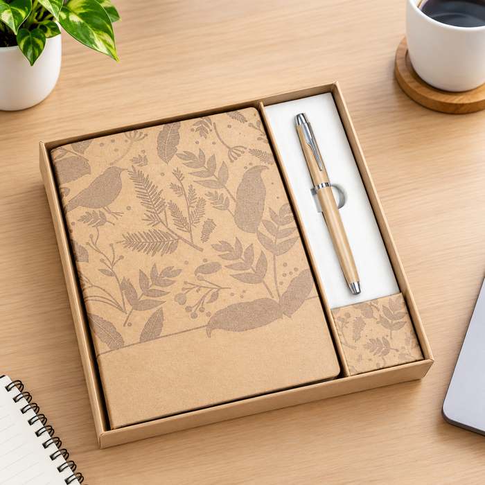 Floral Pattern Notebook & Matching Pen Gift Set