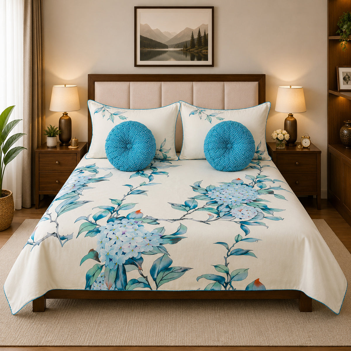 Pure Cotton Floral-Pattern Bedsheet Set