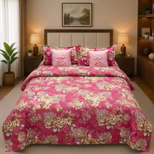 Pure Cotton Pink Floral-Pattern Bedsheet Set