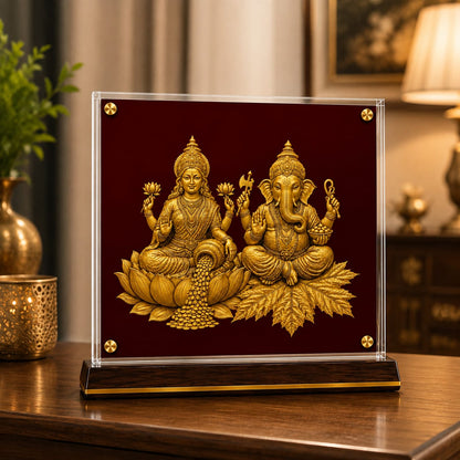 Divine Lakshmi Ganesha Golden Showpiece