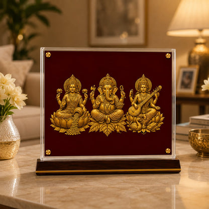 Divine Trinity Golden Idols Showpiece
