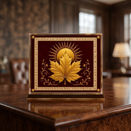 Golden Maple Leaf and Sun Showpiece