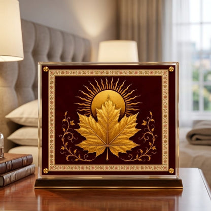 Golden Maple Leaf and Sun Showpiece