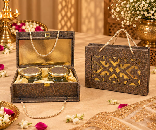 Gilded Lattice 2-Jar Premium Dry Fruit Gift Box Set