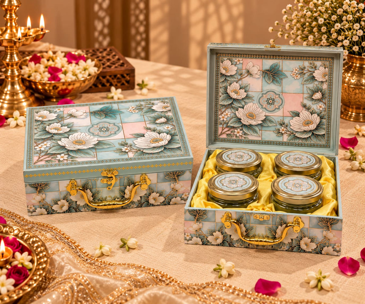 Blossom Garden 4-Jar Premium Dry Fruit Gift Box Set