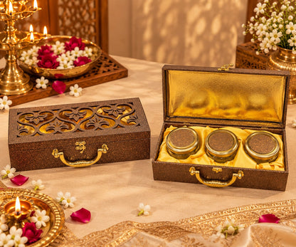 Gilded Lattice 3-Jar Dry Fruit Gift Box Set