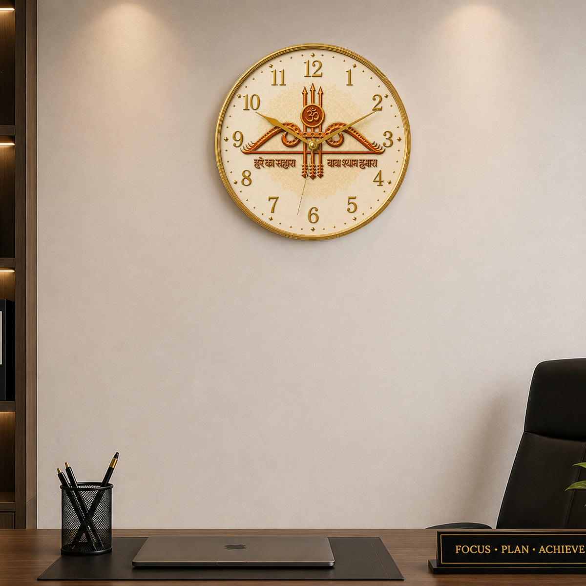 Khatu Shyam Ji Nishan & Bow-Arrow Devotional Designer Wall Clock