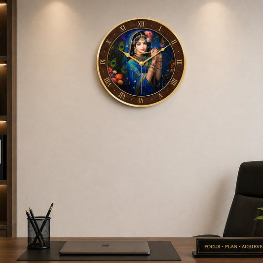 Radha Flute Playing Devotional Designer Wall Clock