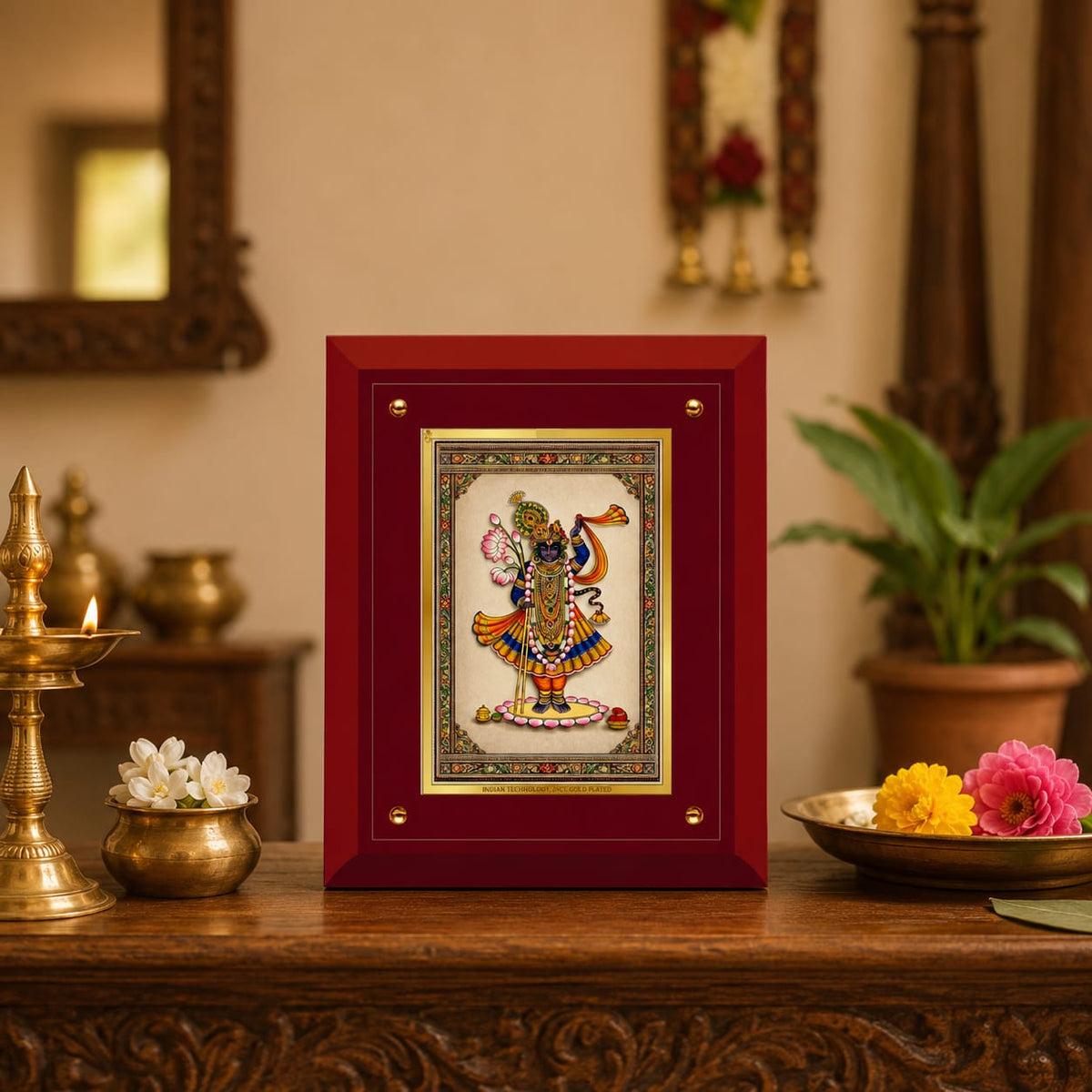Traditional Shrinathji Red Framed Art