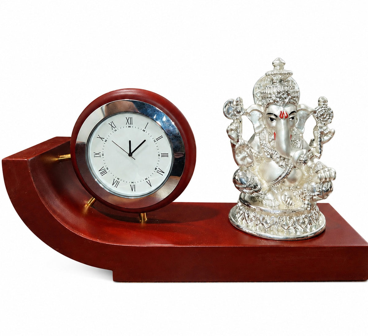999 Silver Plated Ganesha Table Top Clock