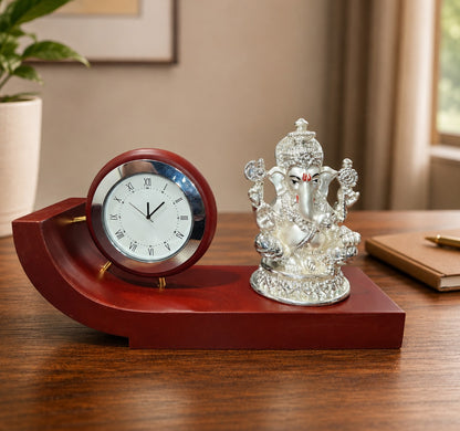 999 Silver Plated Ganesha Table Top Clock
