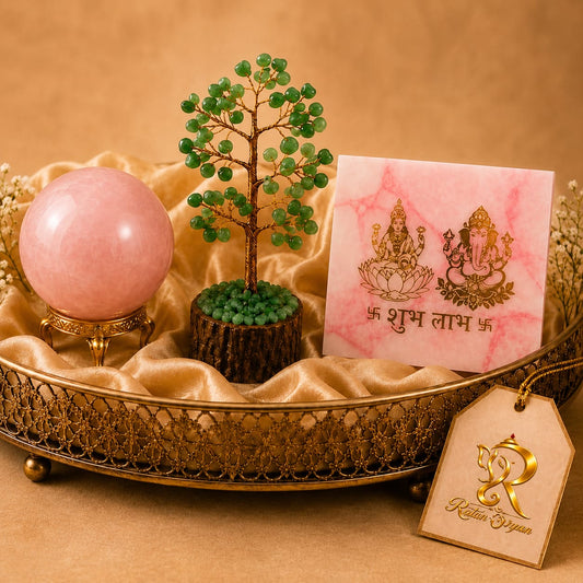 Green Gemstone Tree and Shubh Labh Hamper