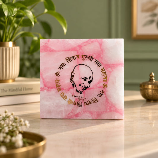 Guruji Tea Light Holder on Natural Rose Quartz
