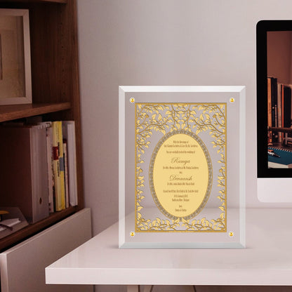 Golden Leaf Intricate Acrylic Wedding Invitation Frame